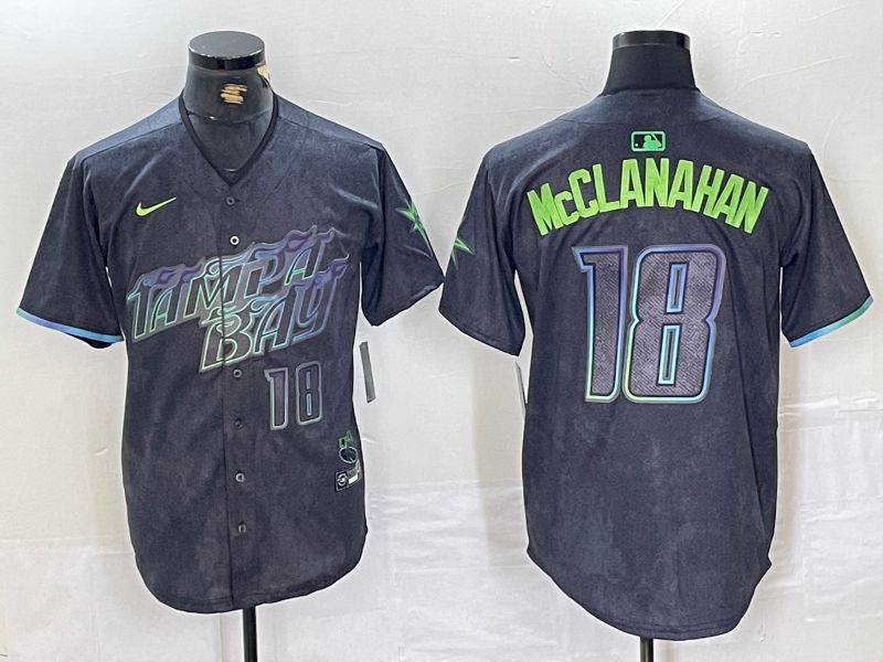 Men Tampa Bay Rays #18 McClanahan Nike MLB Limited City Connect Black 2024 Jersey style 4->->MLB Jersey